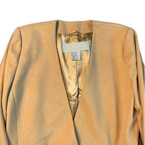 Vintage ESCADA Margaretha Ley Wool & Cashmere Mustard Blazer Coat 40 Jacket - Picture 3 of 6